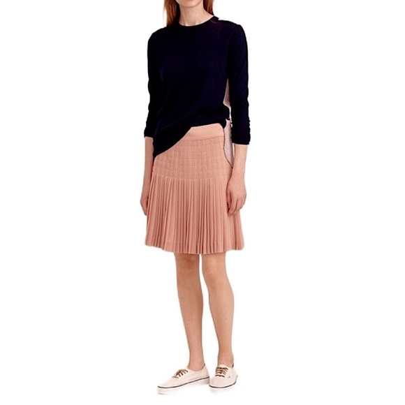 {J. Crew} Pleated Lattice Back Zipper Blush Pink Above Knee Midi Skirt - Picture 1 of 6
